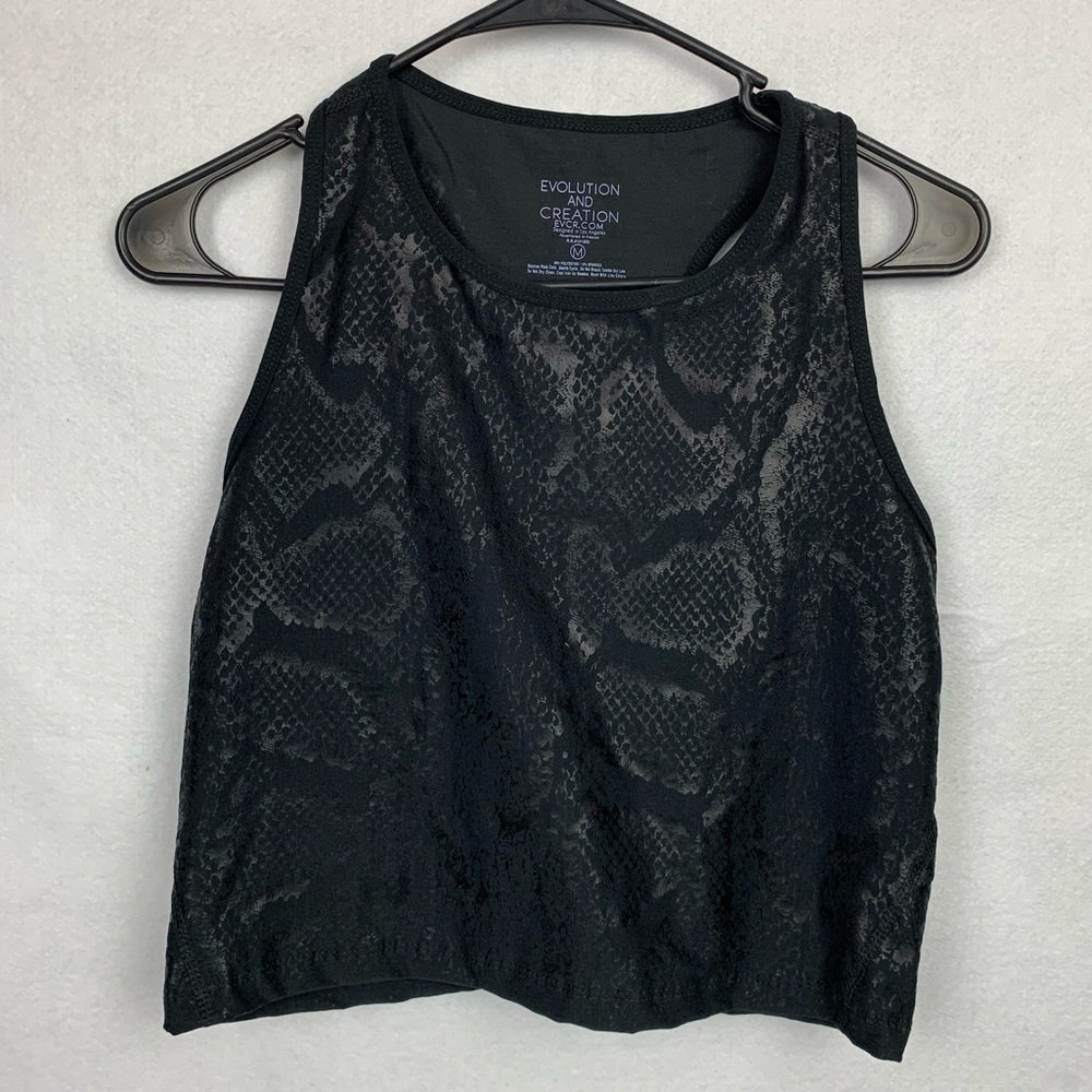 Evolution and Creation Metallic Snakeskin Print Racer Back Tank Top Sz M NWT
